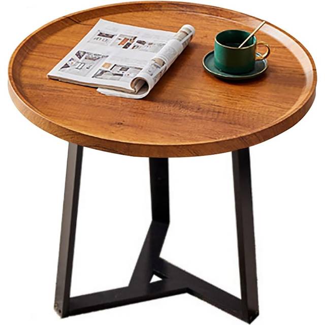 Modernt runt sidobord, storlek 60 x 60 x 60 cm slutbord för vardagsrum, nattduksbord, liten sida för sovrum, badrum, kontor, stabil metallram A