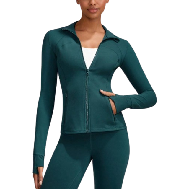 GLOWMODE FeatherFitâ¢ Slim-It Streamline Performance Secure Pockets Zip Up Long Sleeve Jacket Low Impact Yoga Daily Fall
