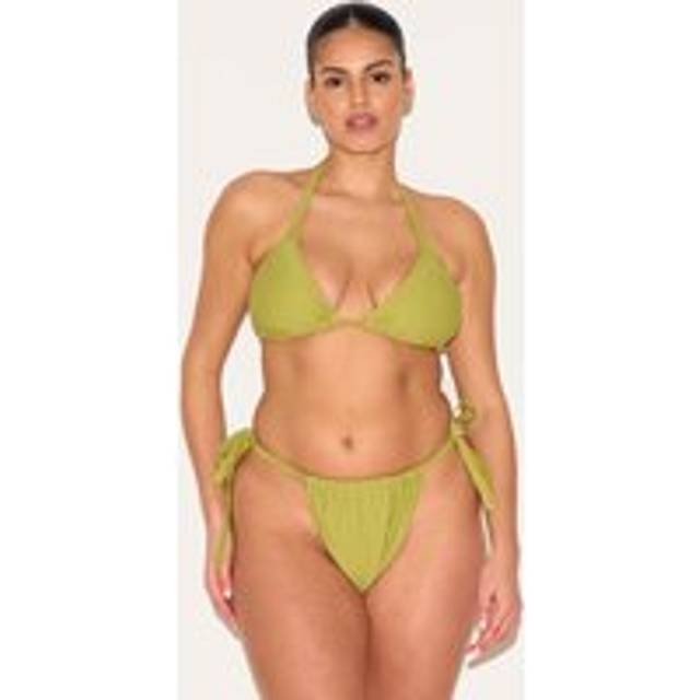 Plus Olive Basic Triangle Bikini Top, Green - 28