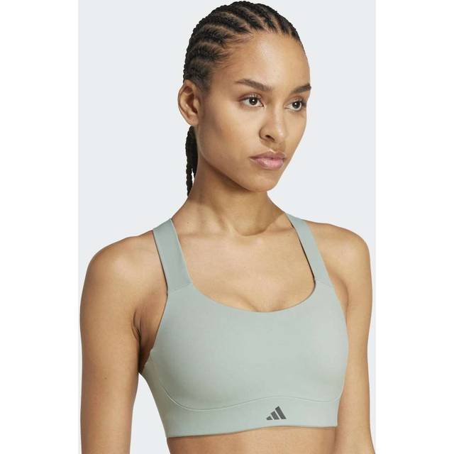 adidas performance – Tlrd Impact Luxe – Grågrön sportbehå med högt stöd-Grön/a