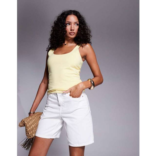 River Island – Vita bermudashorts i denim-Vit/a