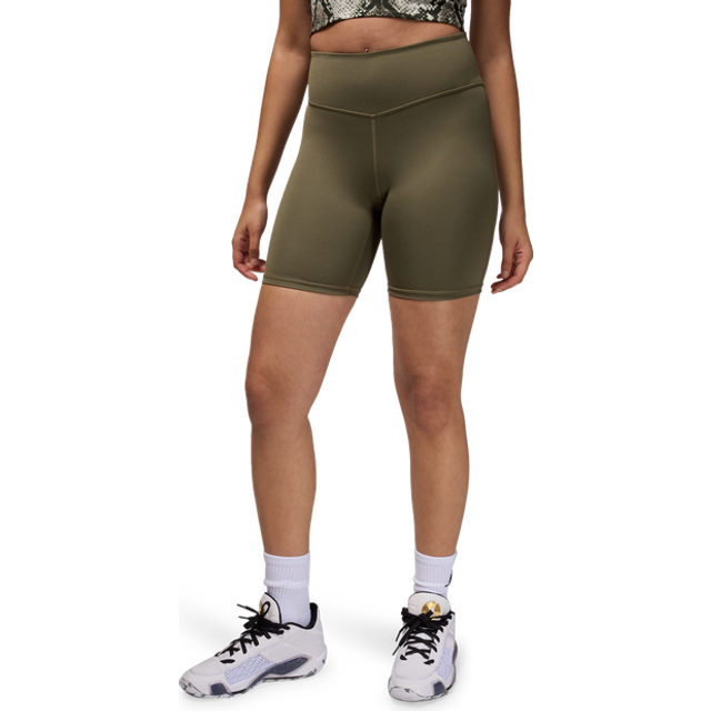 Nike Jordan Sport Women's High-Waisted 18cm (approx.) Bike Shorts - Green - Polyester/Elastane - M (UK 12&#x2013;14)