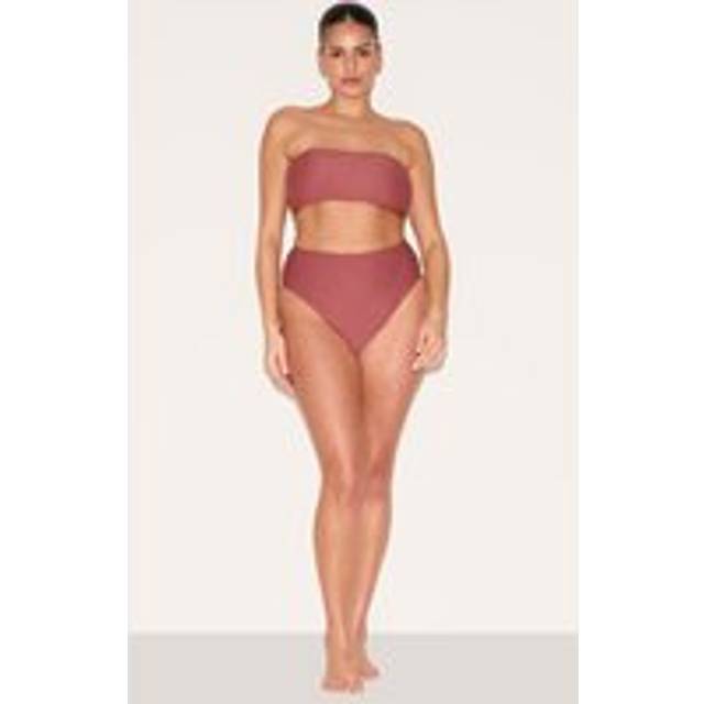 Plus Rust Basic High Waist Bikni Bottom, Orange - 28