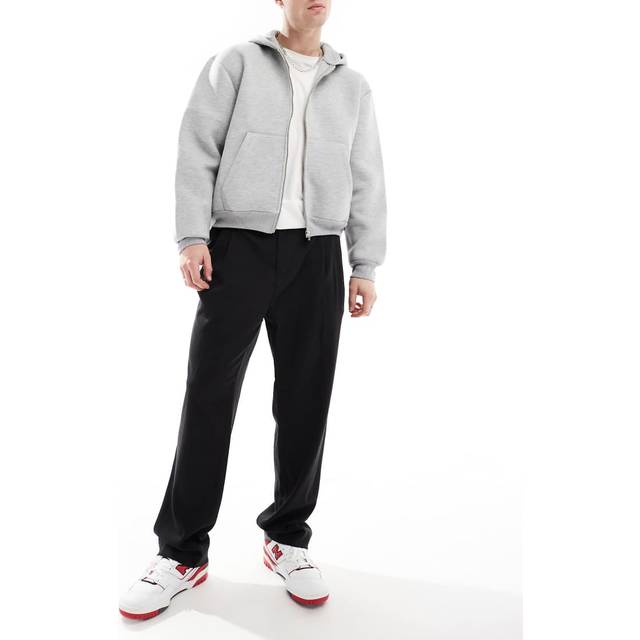 Jack & Jones – Svarta finbyxor med veck och vida ben-Svart/a