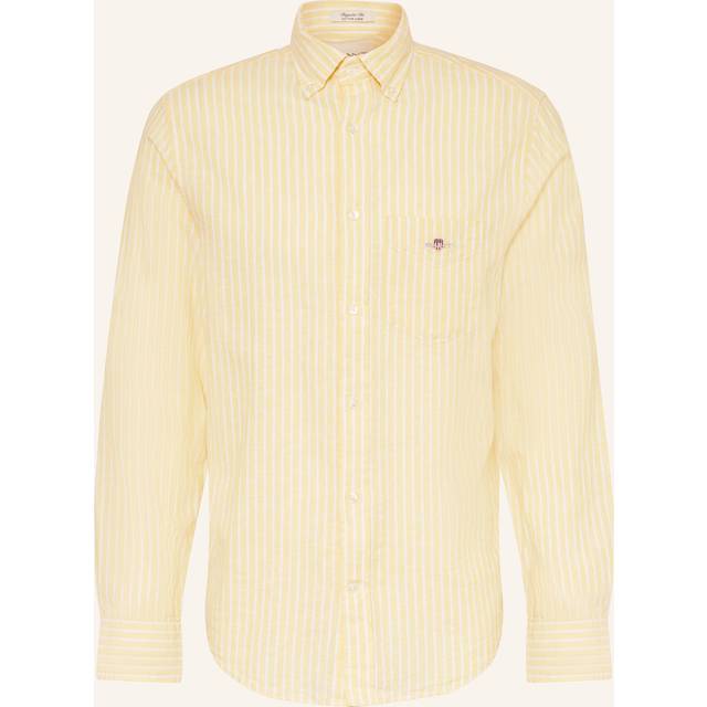 GANT Reg Cotton Linen Stripe Shirt |Gul |M