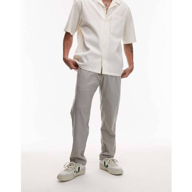 Slim-fit pleated cool wool trousers ice grey - Man - 30 - MANGO MAN - Ice Grey