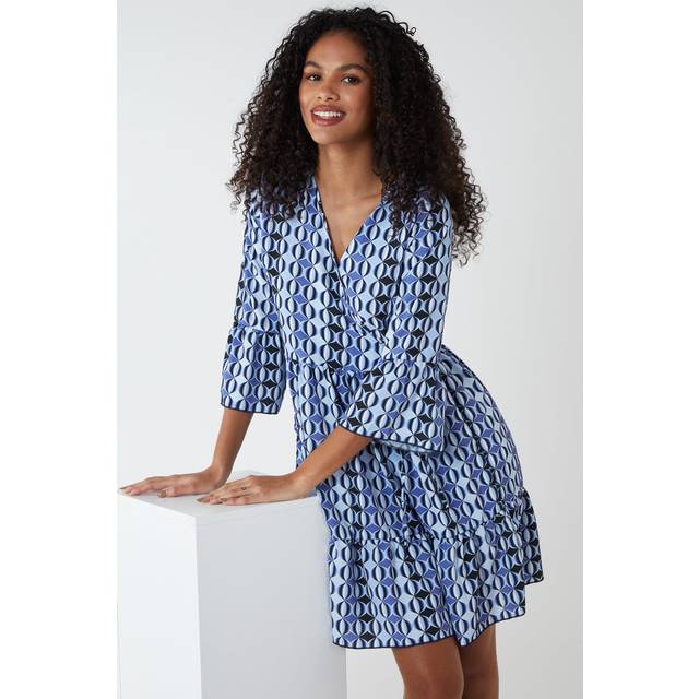 Blue Vanilla Womens CLAIRE - V Neck Smock Midi Dress Lace - Size 10 UK