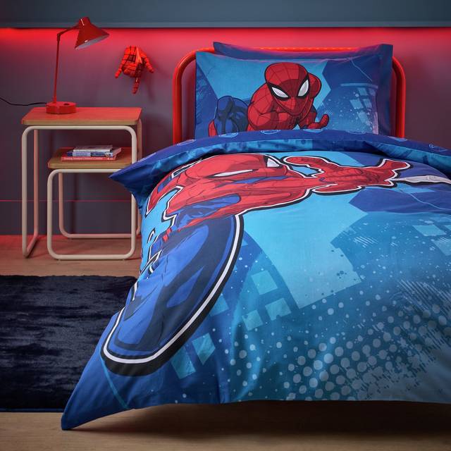 Disney Spiderman Blue Kids Bedding Set - Single