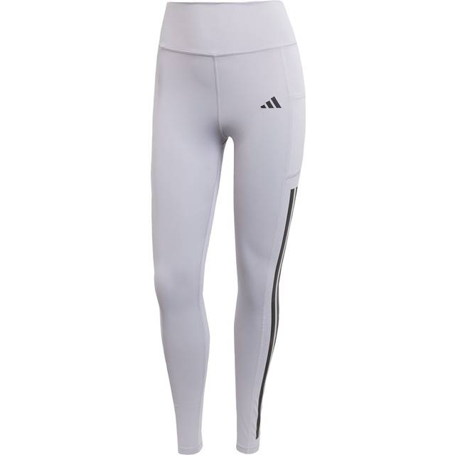 Optime 3-Stripes Full-Length Leggings - Halo Silver - 2XS