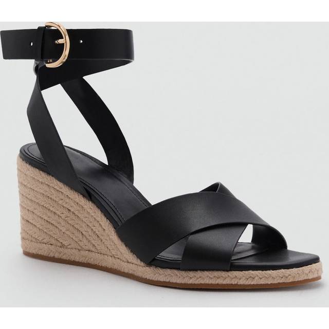 Mango Pati Sandaler Med Kilehæl - Sort