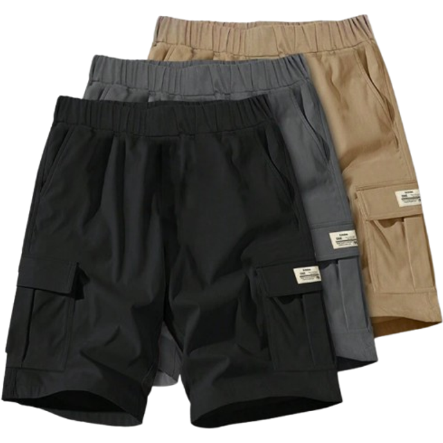 SHEIN Teen Boy 3pcs Casual Sports Outdoor Pocketed Cargo Shorts, Spring Autumn