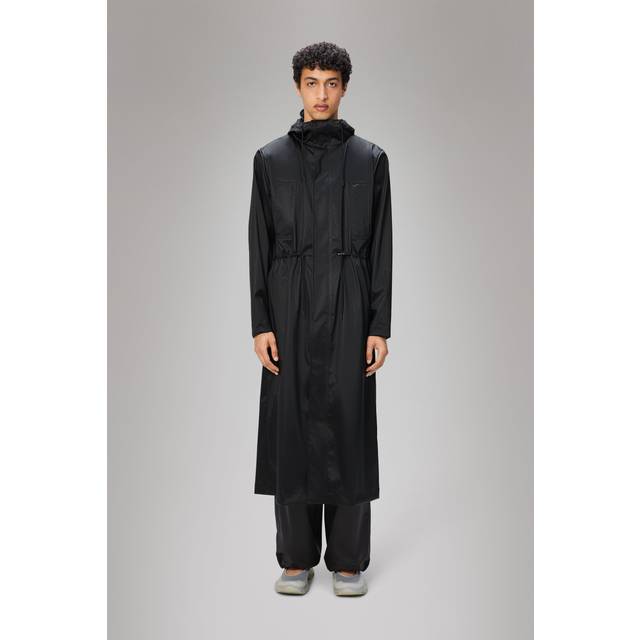 Rains Bold Longest Jacket - Black Grain (S)