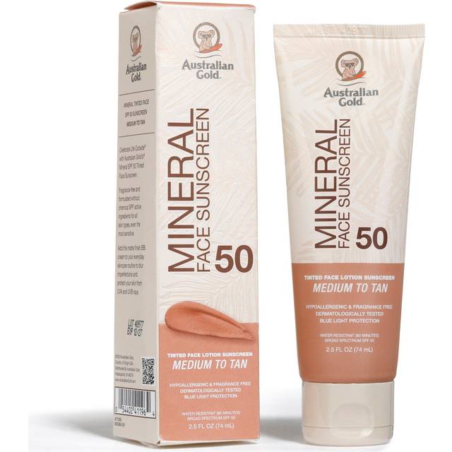 Australian Gold Mineral Tinted Face Lotion Sunscreen SPF 50 - Medium to Tan 2.5 fl oz
