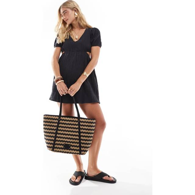 New Look Black Woven Large Tote
