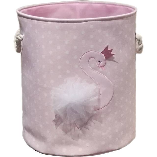 Dirty Laundry Basket Pink Swan Organizer Basket Drawstring Storage Baskets for Toys Books D35XH40cm Swan Pattern