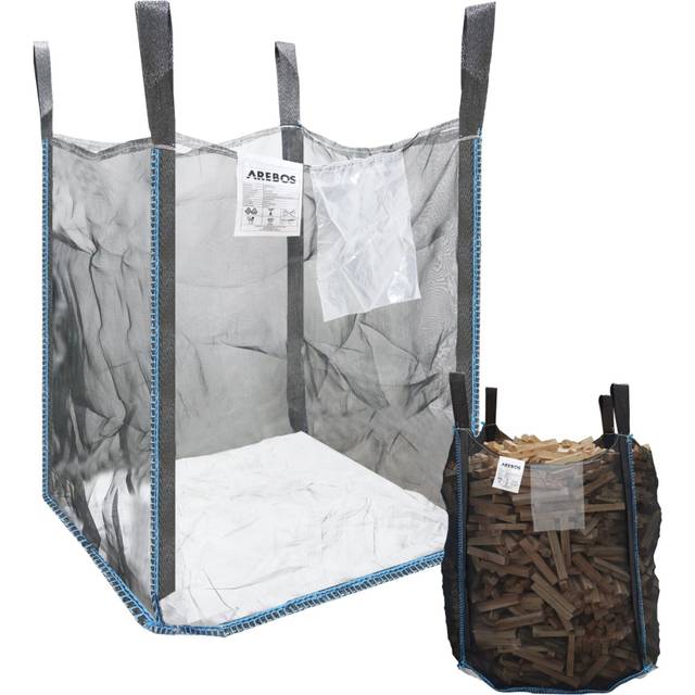 Arebos - Premium Wood Bag Big Bag 100x100x120 cm with 4 loops and filling skirt load capacity 1000 kg bags for building rubble, wood, garden waste