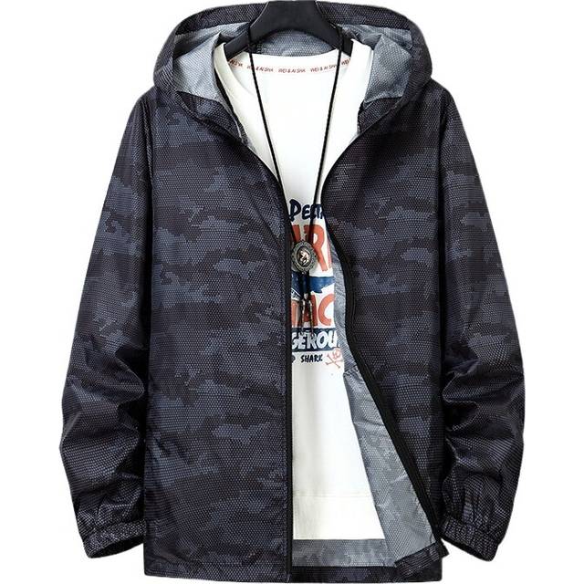 (black, 6XL) plus size men's thin quick-drying outdoor jacket breathable summer sun protection clothing skin clothing thin jacke