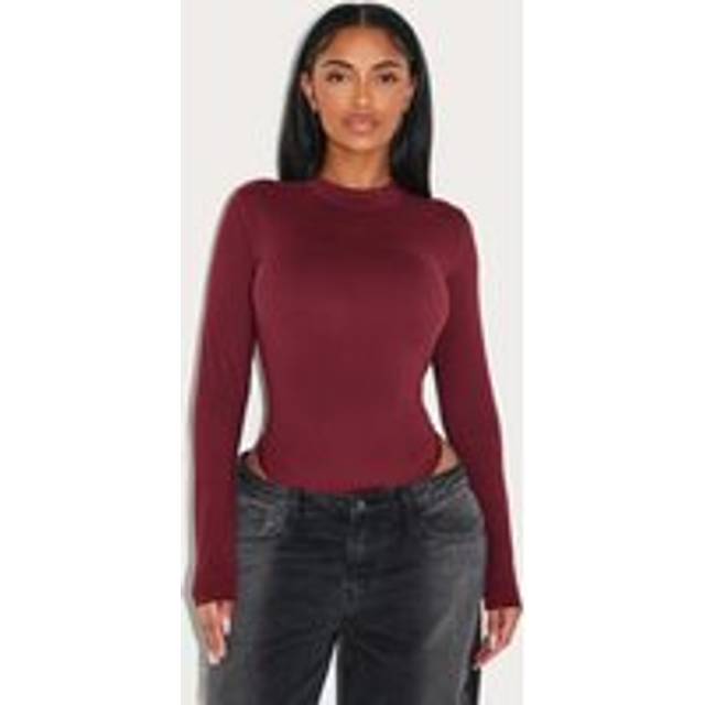 Shape Burgundy Sculpted Long Sleeve Bodysuit, Red