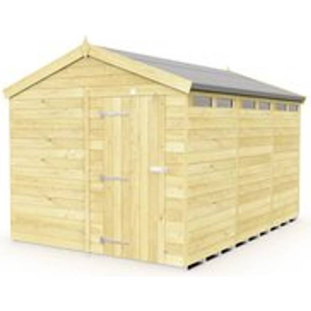 8 x 12 Feet Apex Security Shed - Single Door - Wood - L358 x W231 x H217 cm