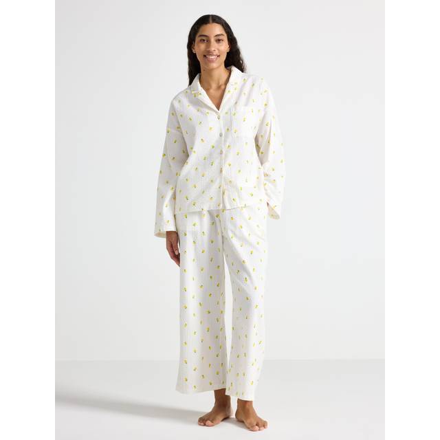 LINDEX Trousers Pyjama Seersucker |Vit |XL