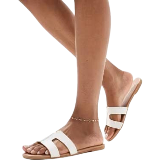 New Look – Vita sandaler med utskurna detaljer-Vit/a