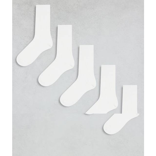 ARKET – 5-pack vita, ribbade ankelstrumpor-Vit/a