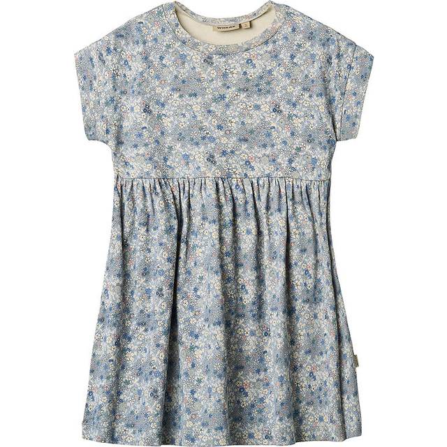 Wheat Kortærmet Jerseykjole Emilie Stl. 3 år / 98 cm fepojkar - Klänningar Från Magasin - Blue Summer Flowers (3 år / 98 cm)