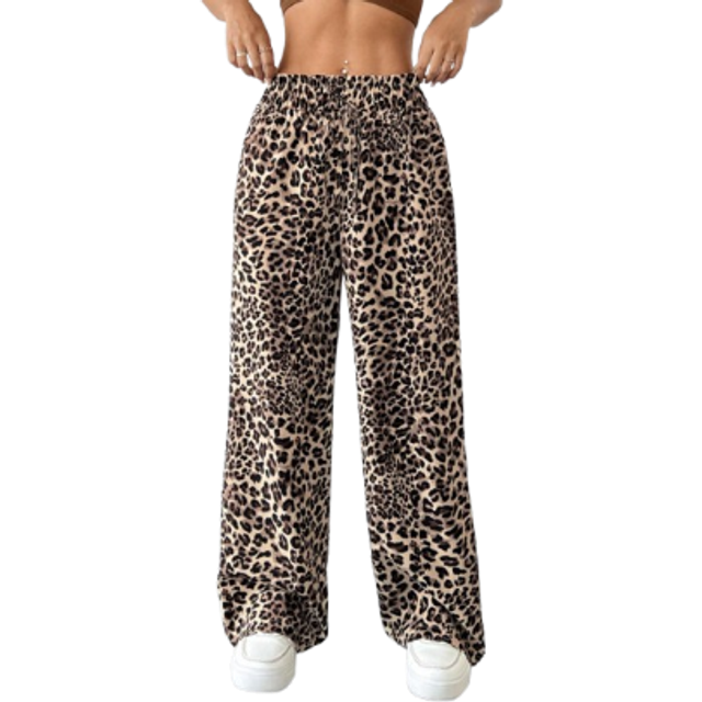 SHEIN Women Leopard Print Loose Long Pants