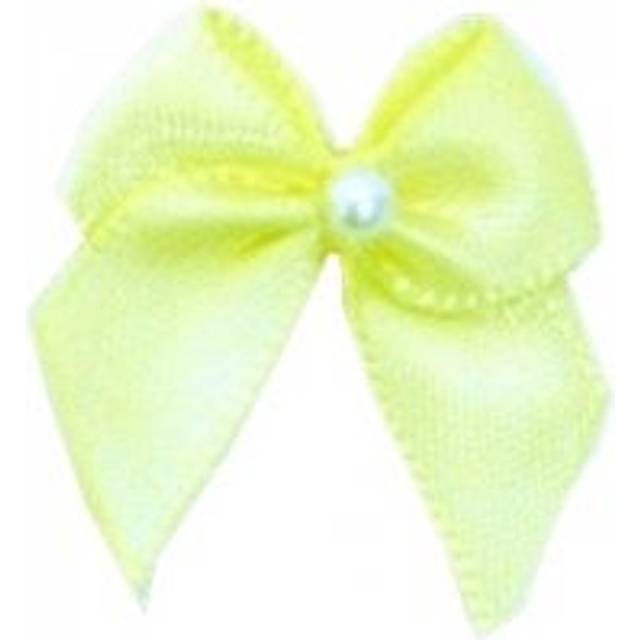 Berisfords Ribbon Pearl Crossover Bows 617 Baby Maize