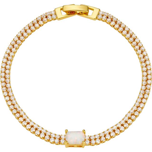 Orelia Opal & Crystal Double Row Tennis Bracelet, Pale Gold