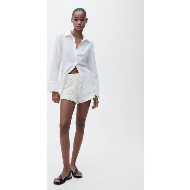 Mango Goose Crochet Shorts, Natural White