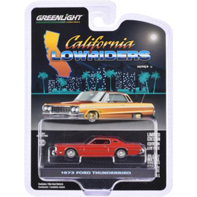 1973 Ford Thunderbird Red Custom with Graphics &#34;California Lowriders&#34; Series 6 1/64 Diecast Model Car by Greenlight