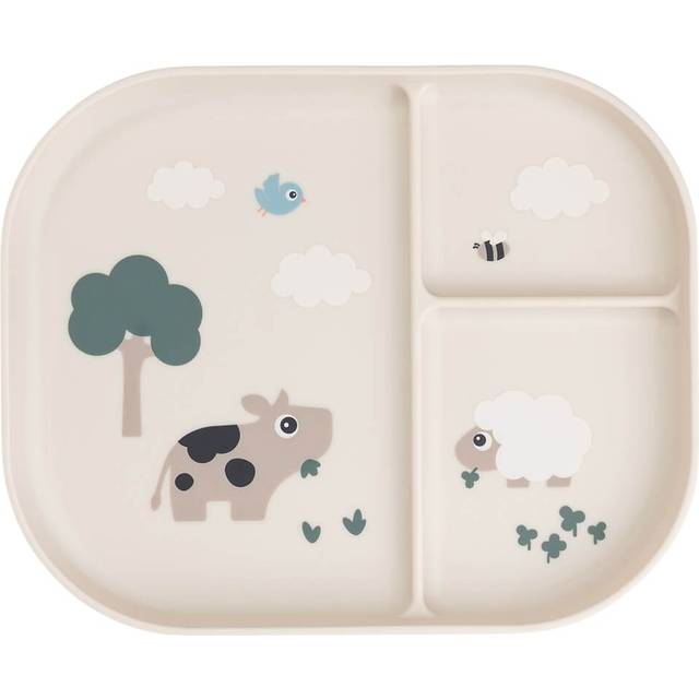 Done by Deer Foodie tallrik med fack Tiny farm Sand - Beige/Sand