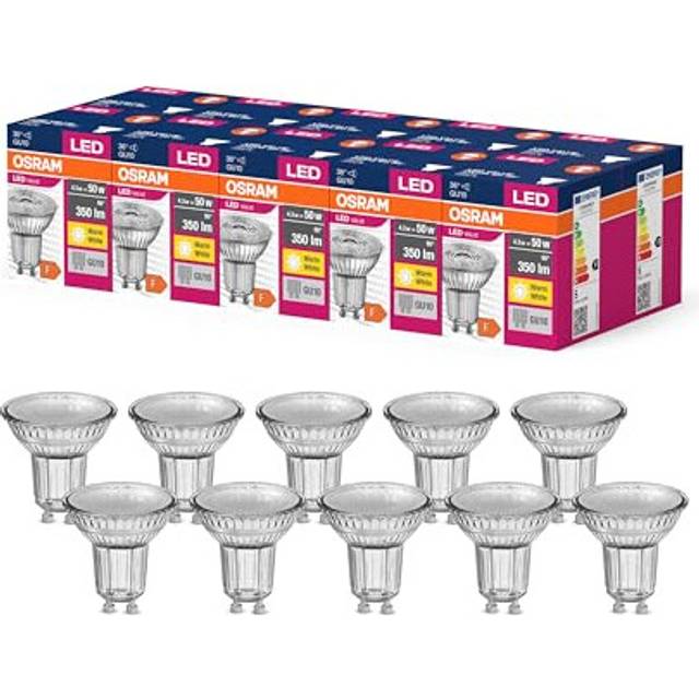 OSRAM Led Star Value Par16 Led Lamp for Gu10 Base, Reflector Lamp, Gl, 350 Lumens, Warm White (3000K), Replacement for Conventional 50W Light Bulbs,