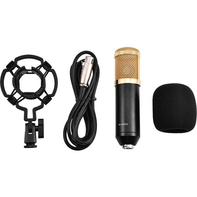 3.5mm Wired Computer Condenser Microphone Studio Recording Mic with Shock Stand