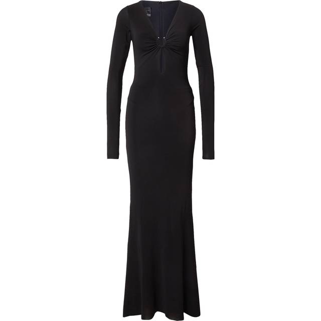 Pinko, Robe élégante avec jupe semi-transparente et traîne, Noir limousine, XL