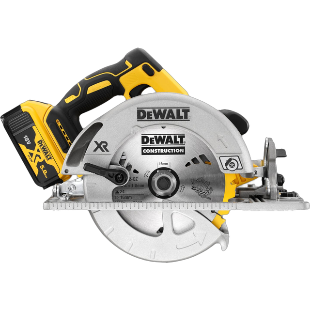 DCS572P2 18v xr Brushless 184mm Circular Saw Guide Rail Base - 2 x5.0ah - Dewalt
