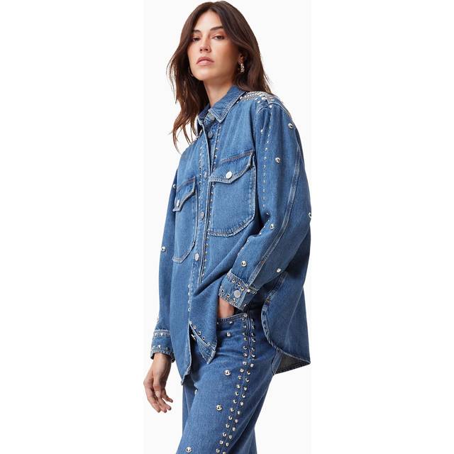 AllSaints Alba Studded Oversized Denim Shirt - XS, MIDINDIG