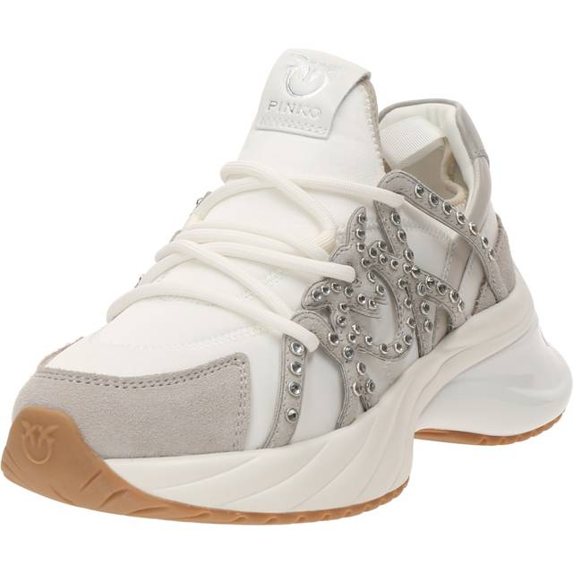 Pinko, Sneakers Ariel à lacets avec strass appliqués, Blanc lait, 39