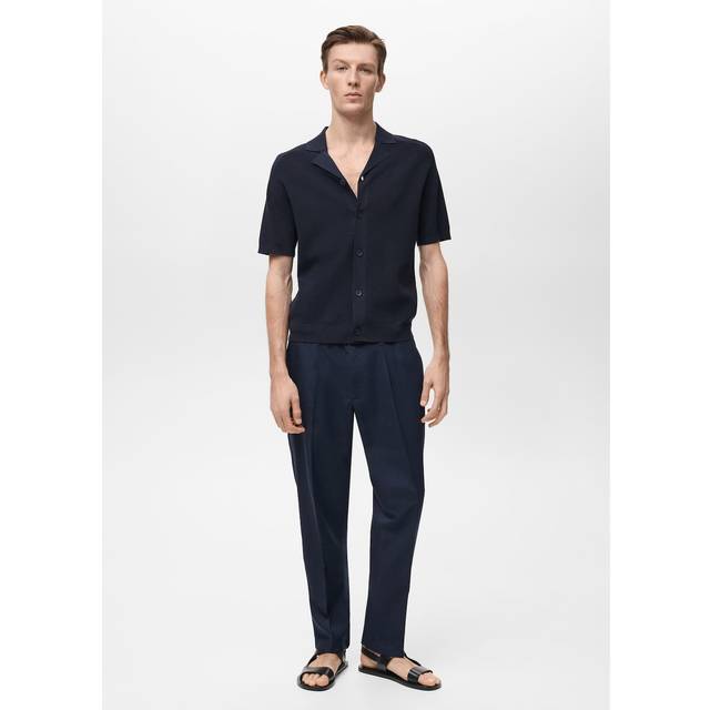 Fine knit shirt dark navy - Man - XL - MANGO MAN - Dark Navy