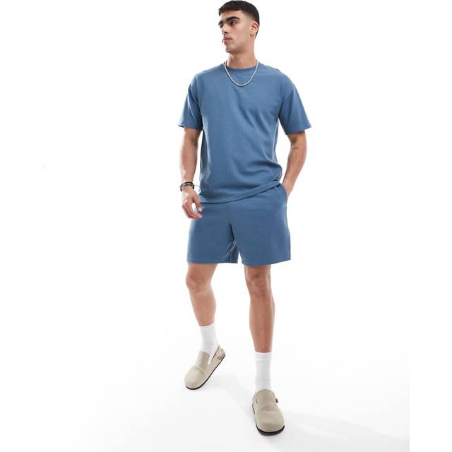 New Look Men's Blue Regular Waffle Jersey Shorts - M