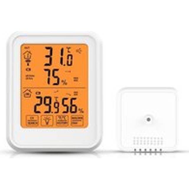 Thermometer Hygrometer with Outdoor Sensor, High Precision Indoor and Outdoor Temperature and Humidity, White