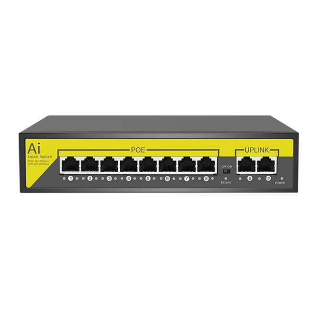 48V 8Ports POE Switch Ethernet 10/100Mbps IEEE 802.3 Af/At for IP Camera/CCTV Security Camera System/Wireless AP EU Plug