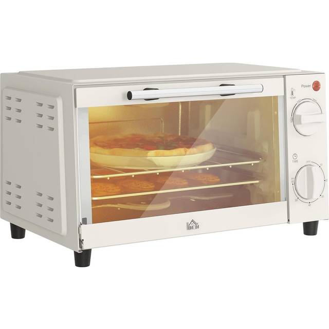 HOMCOM Mini Oven 9L Countertop Electric Grill with Temp Timer Control 750W Silver, none