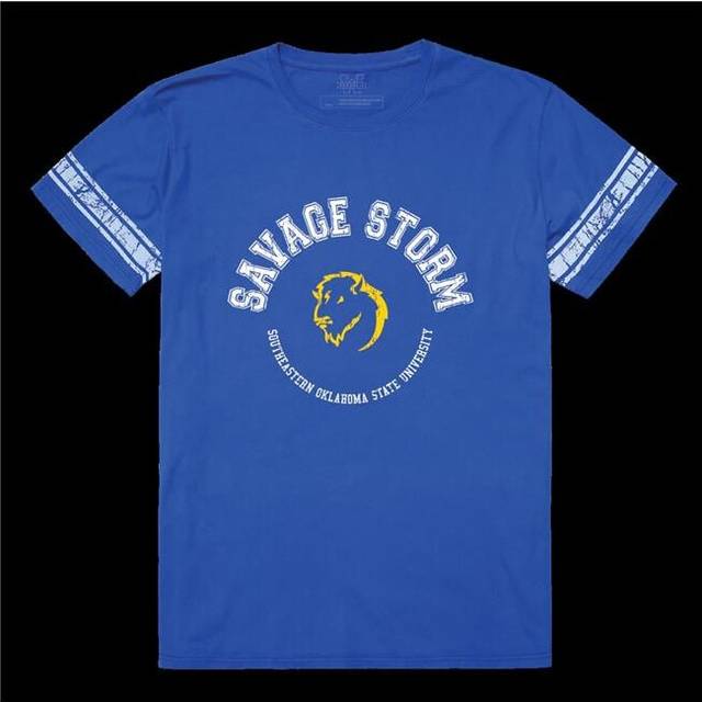 W Republic 504-671-RYL-01 Southeastern Oklahoma State University Savage Storm Mens Football T-Shirt, Royal - Small