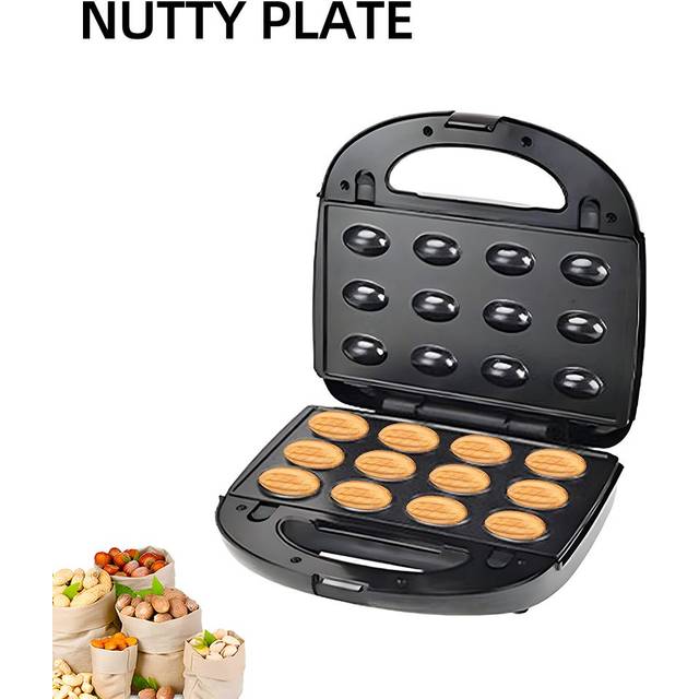Waffle Maker 6 in 1 Double-Sided Heating 750W Electric Waffle Maker with Non-stick Removable Plates UK Plug svart