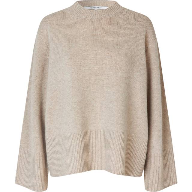 Second Female Alpha Knit Oneck Dam Stickade Tröjor Stl. XL - Från Magasin - Pumice Stone (XL)