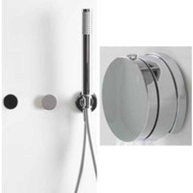 Vis - Modern 2 Outlet Digital Thermostatic Mixer Shower Control with Hand Shower Handset Kit&44 Overflow Bath Filler Tap and Pop Up Click Clack Waste