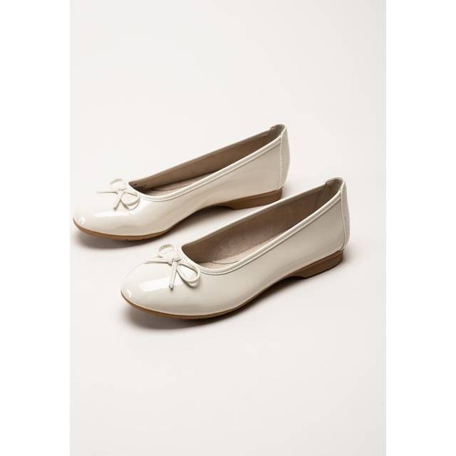 Jana - Beige ballerinaskor i lacksyntet storlek 37 - Beige Patent (37)
