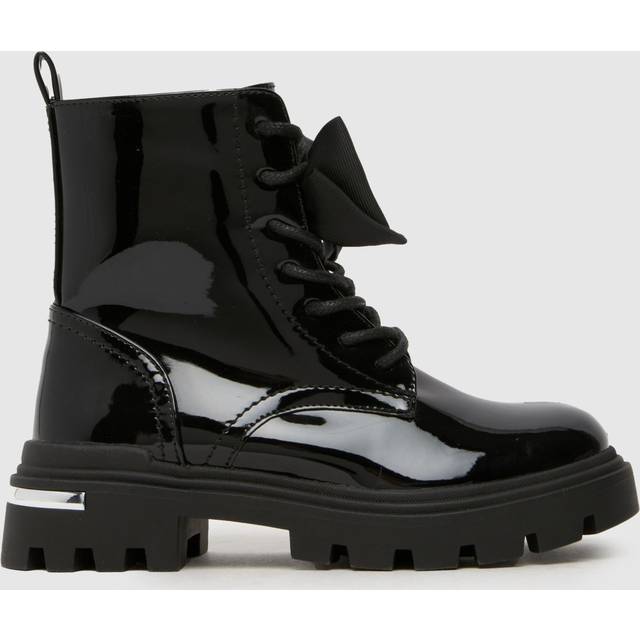schuh Black Callie Bow Lace Up Girls Junior Boots